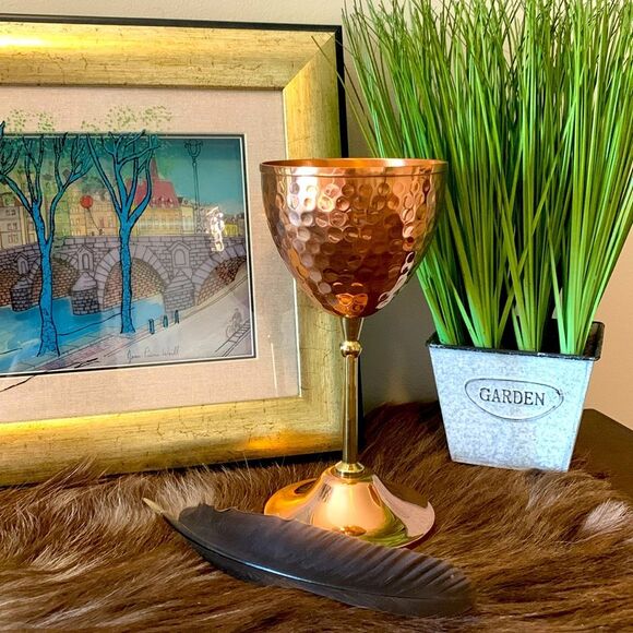 Other - Hammered Copper Wine Glass